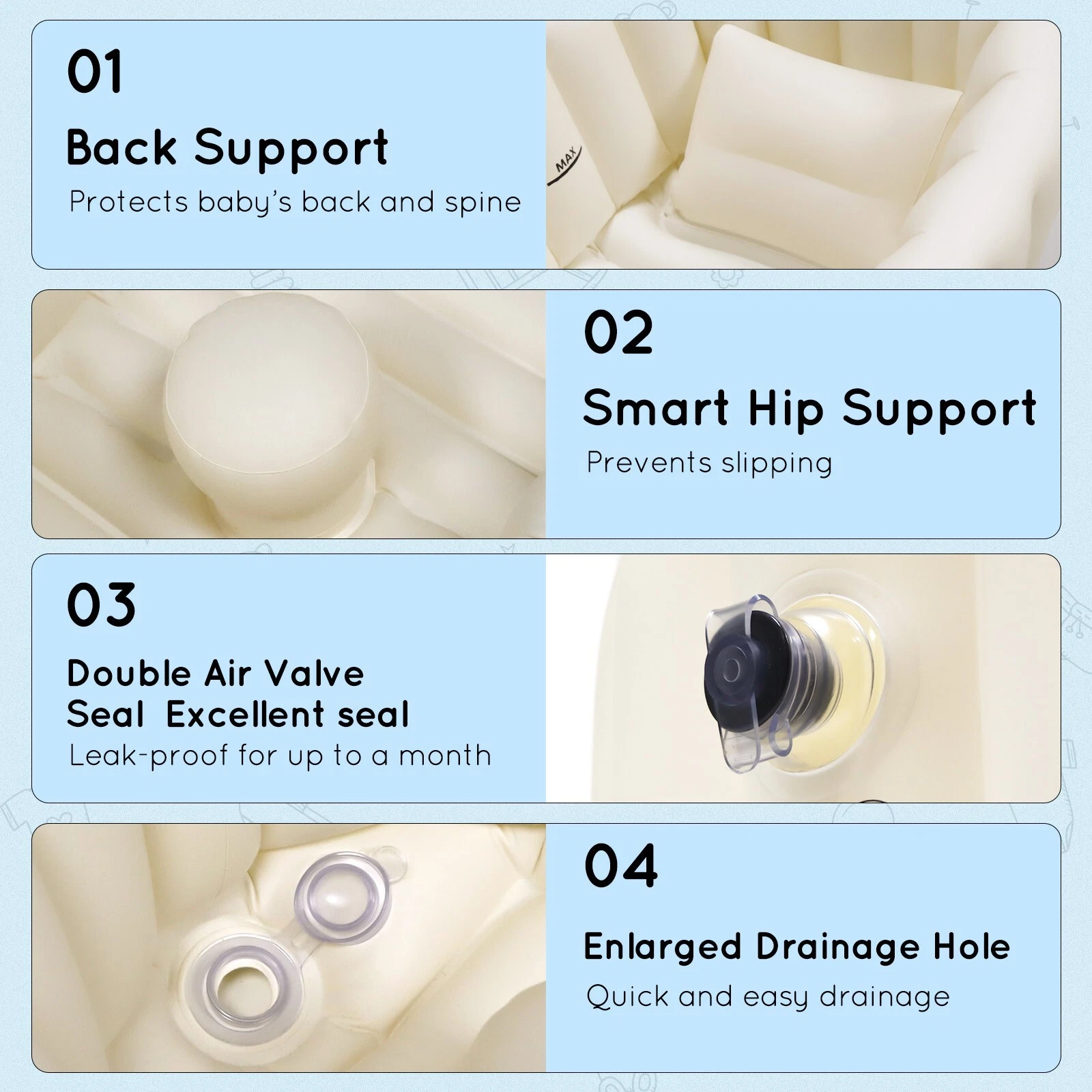 Baby Bath Tub Baby Bath Essentials for Newborn Portable Travel Inflatable Bath thumbnail 2