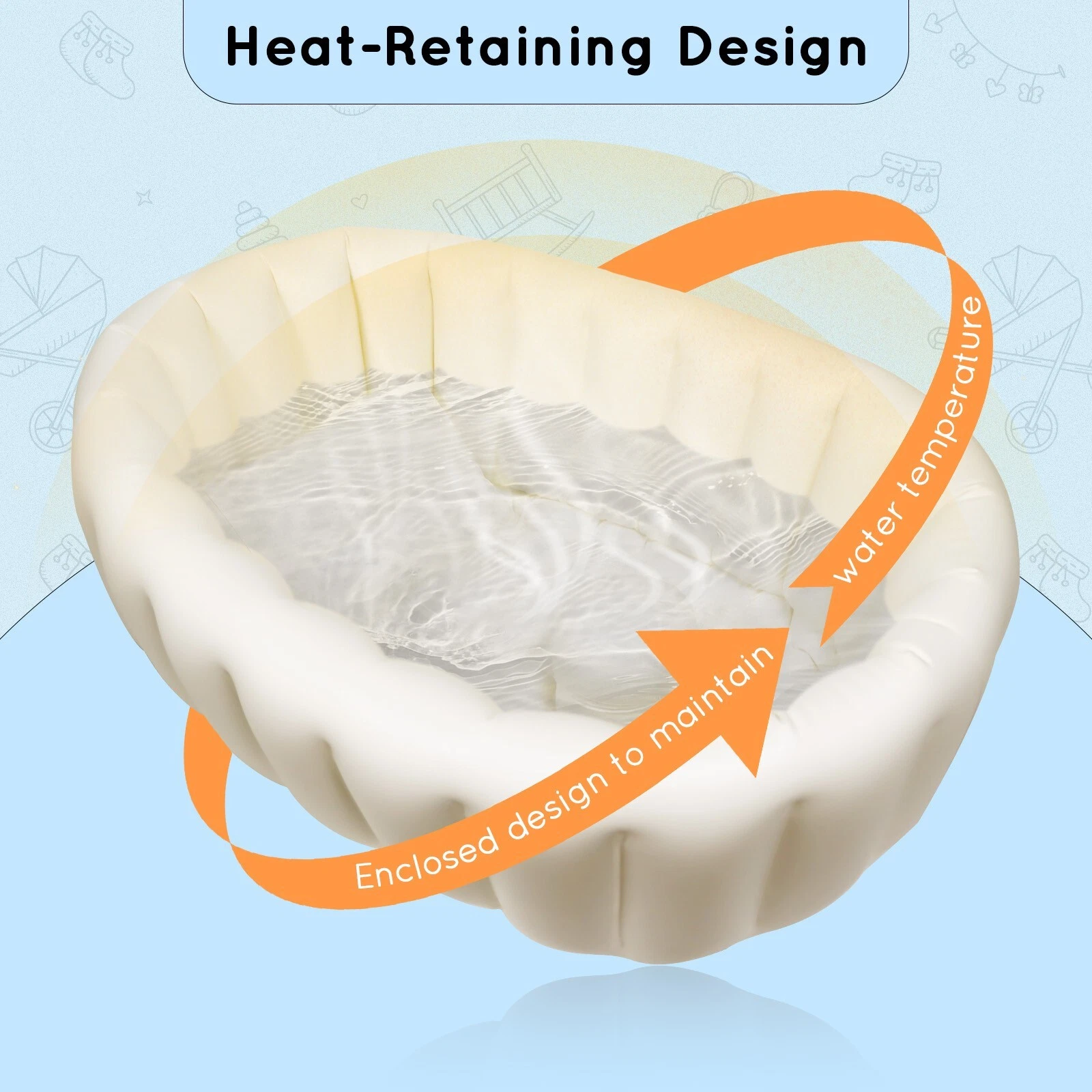 Baby Bath Tub Baby Bath Essentials for Newborn Portable Travel Inflatable Bath thumbnail 3