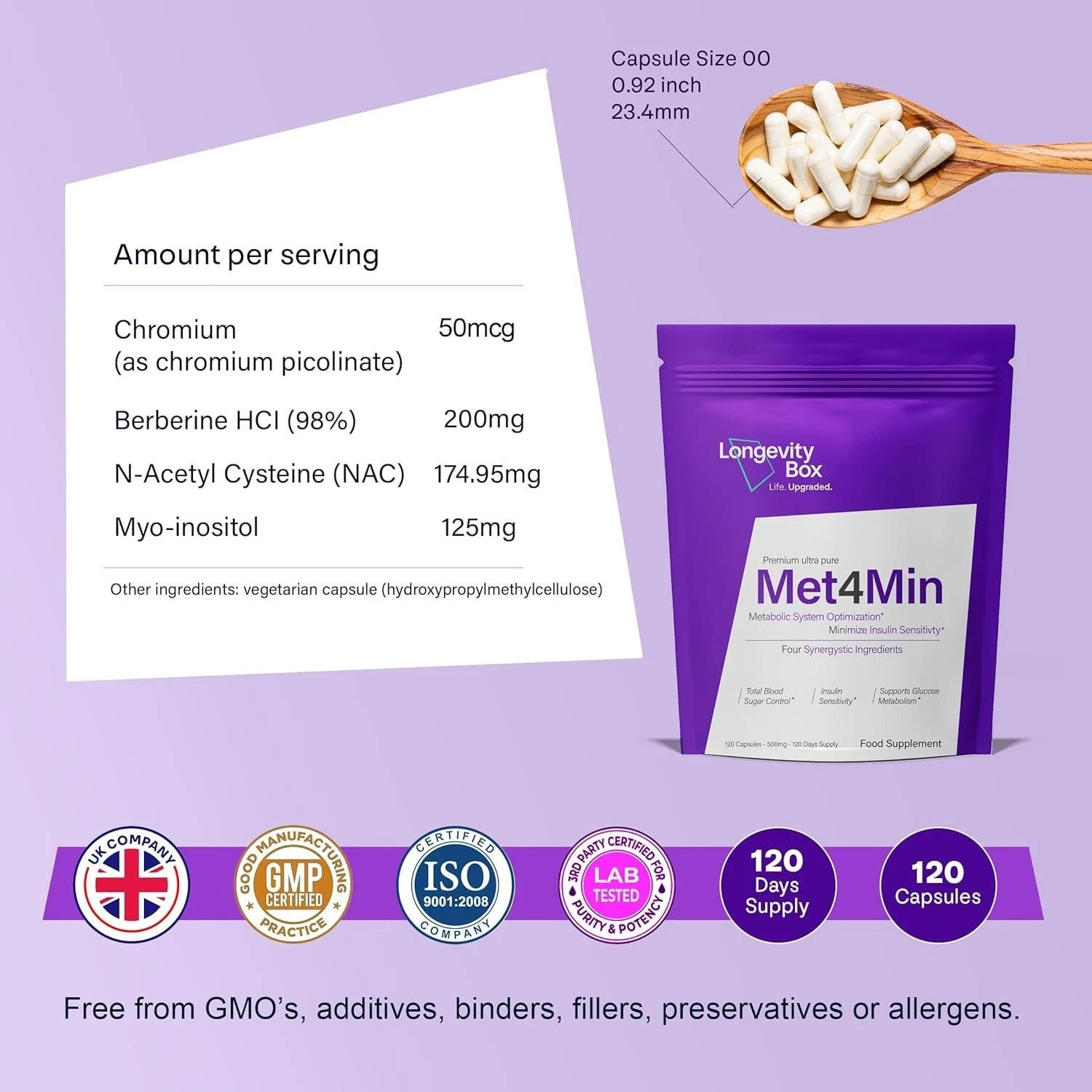 Met4Min – 120 Capsules | 60,000 mg Blood Sugar Support with Berberine, Chromium thumbnail 7