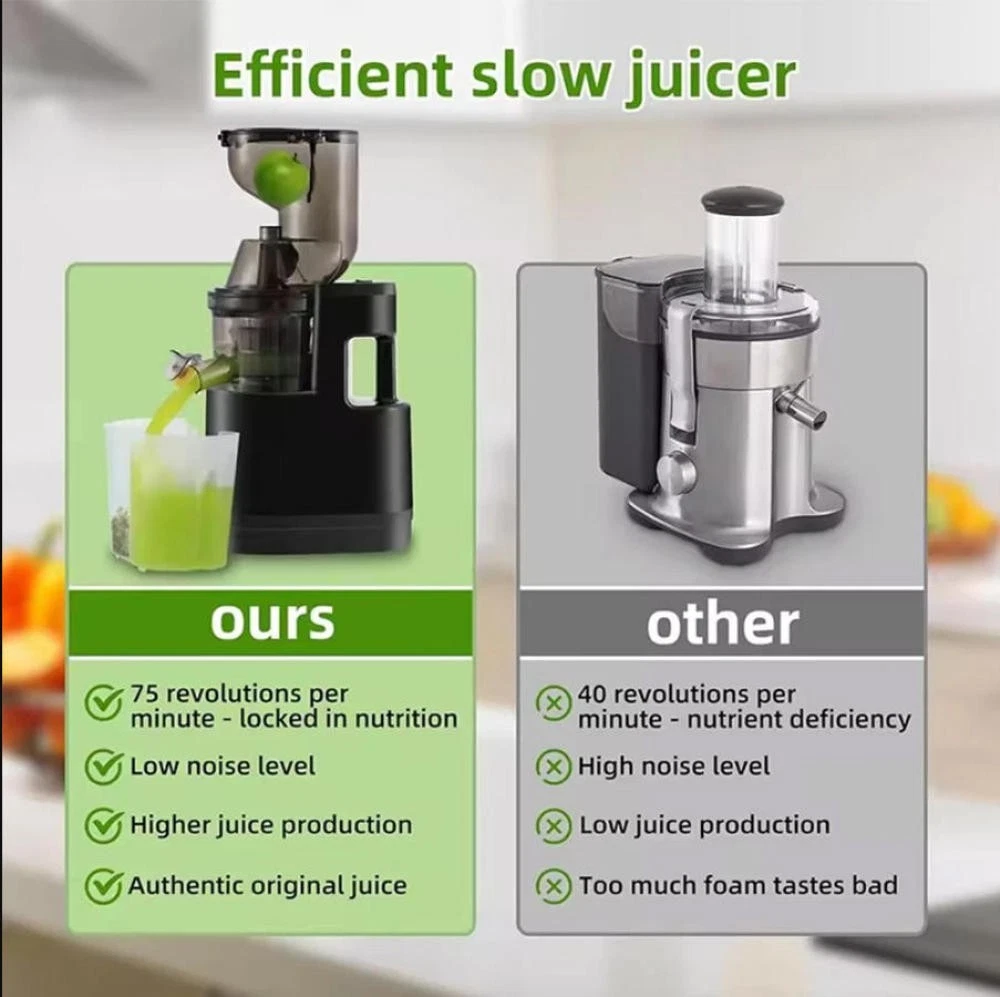 Cold Press Slow Juicer Electric Masticating Fruit Vegetable Pulp Separator UK thumbnail 9