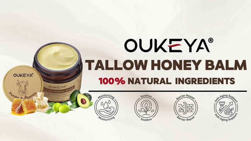 Organic 100% Grass-Fed Beef Tallow Balm with Raw Honey Moisturizing Cream thumbnail 2