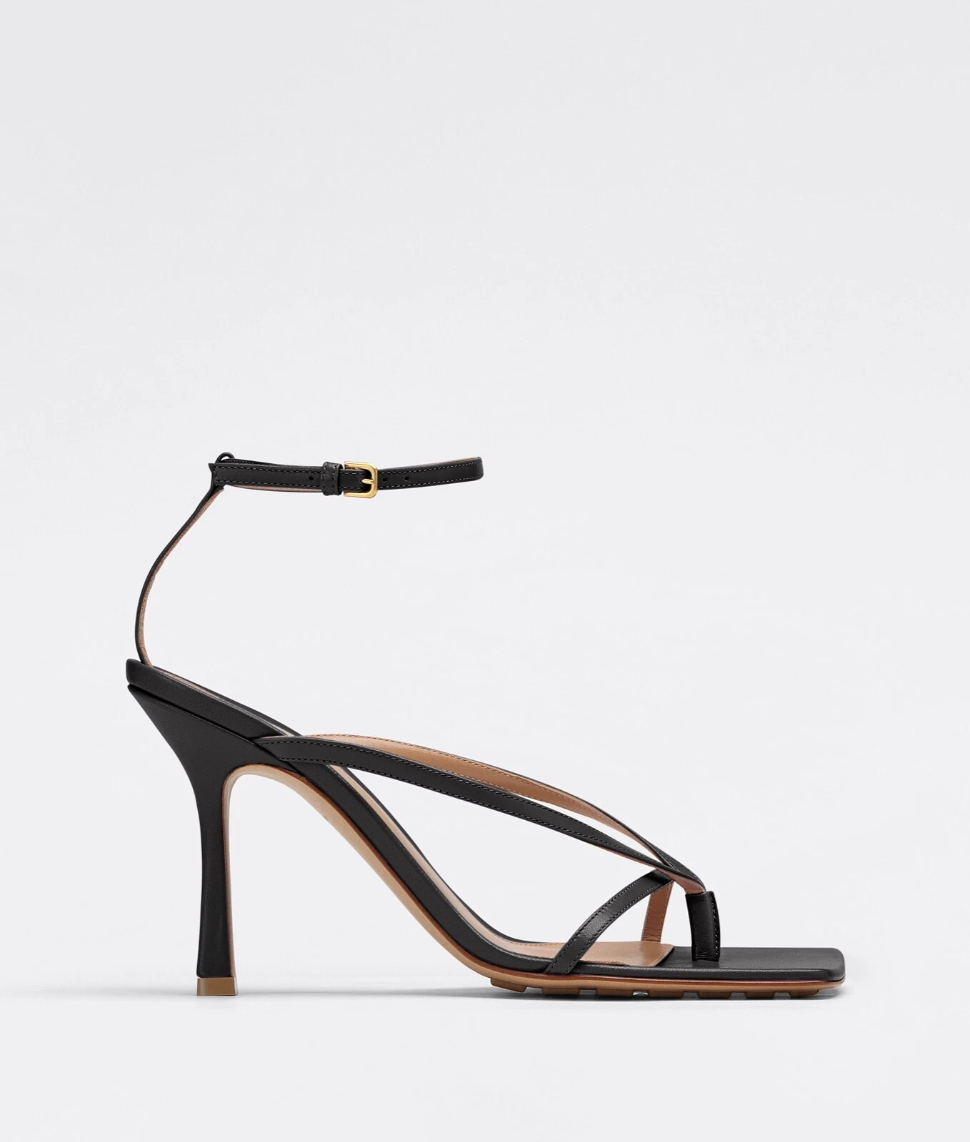 BOTTEGA VENETA 990$ Black Leather Stretch Strap Sandals
