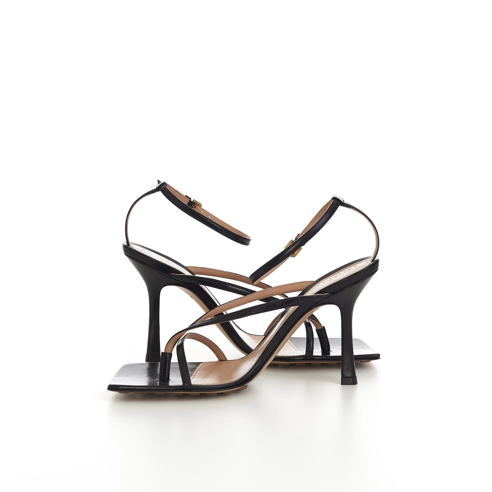 BOTTEGA VENETA 990$ Black Leather Stretch Strap Sandals thumbnail 12