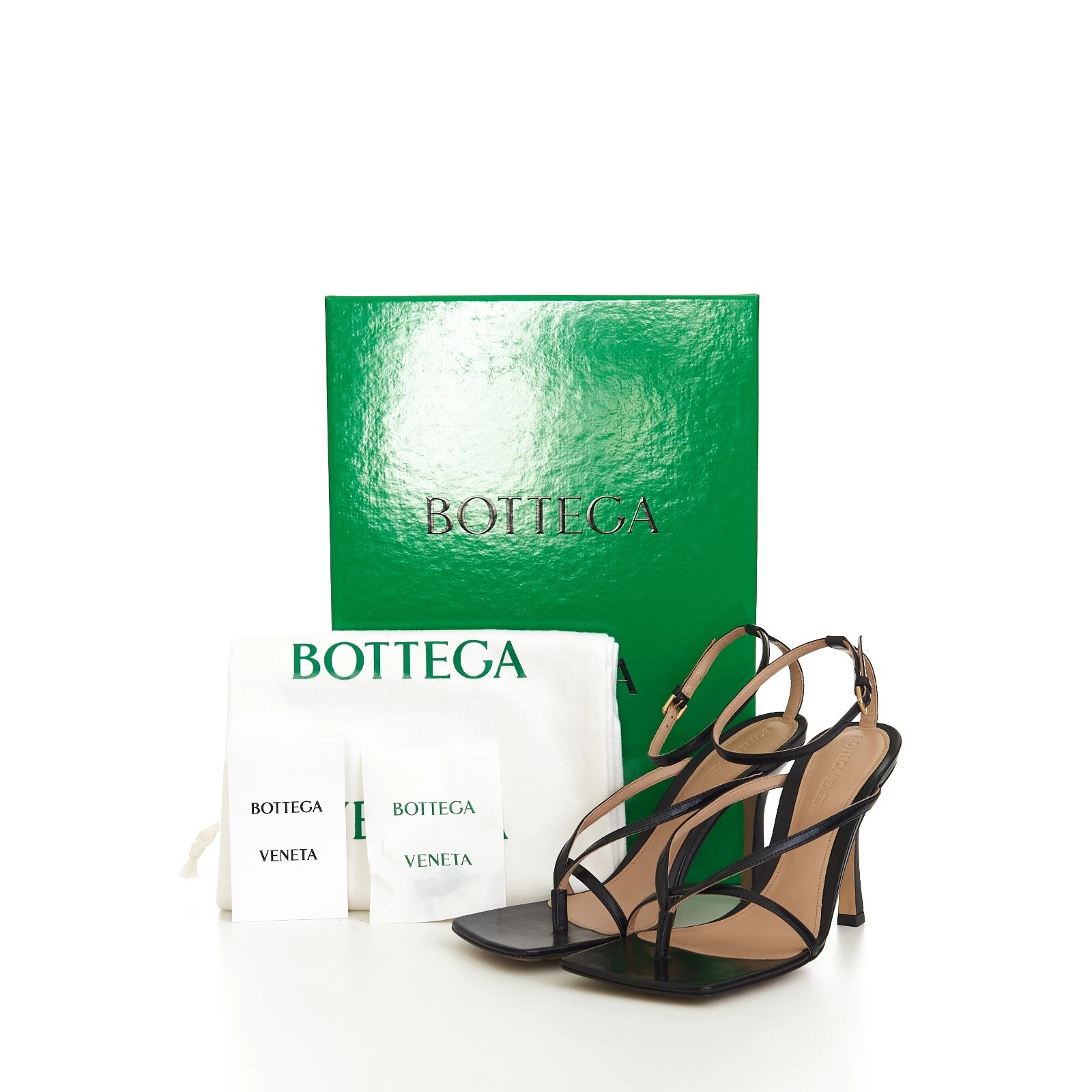 BOTTEGA VENETA 990$ Black Leather Stretch Strap Sandals thumbnail 14
