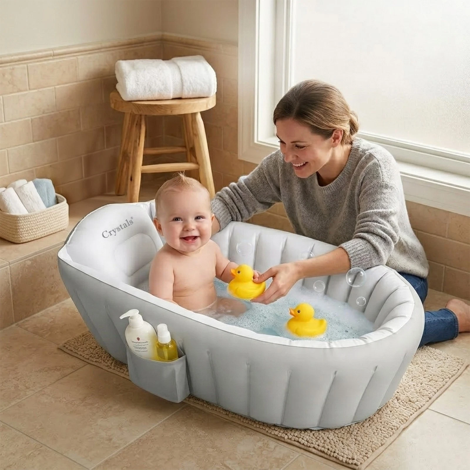 Inflatable Baby Bath Tub Baby Bath Essentials for Newborn Portable Travel Tub