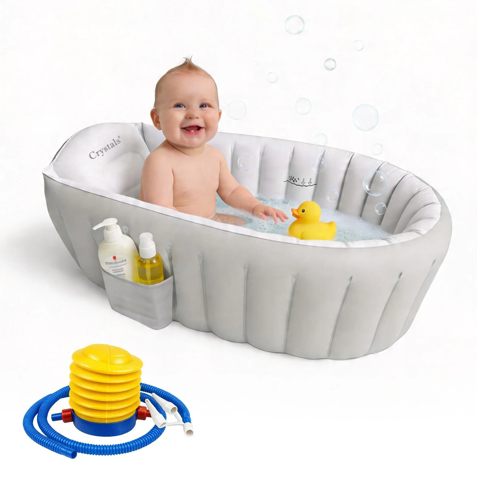Inflatable Baby Bath Tub Baby Bath Essentials for Newborn Portable Travel Tub thumbnail 3