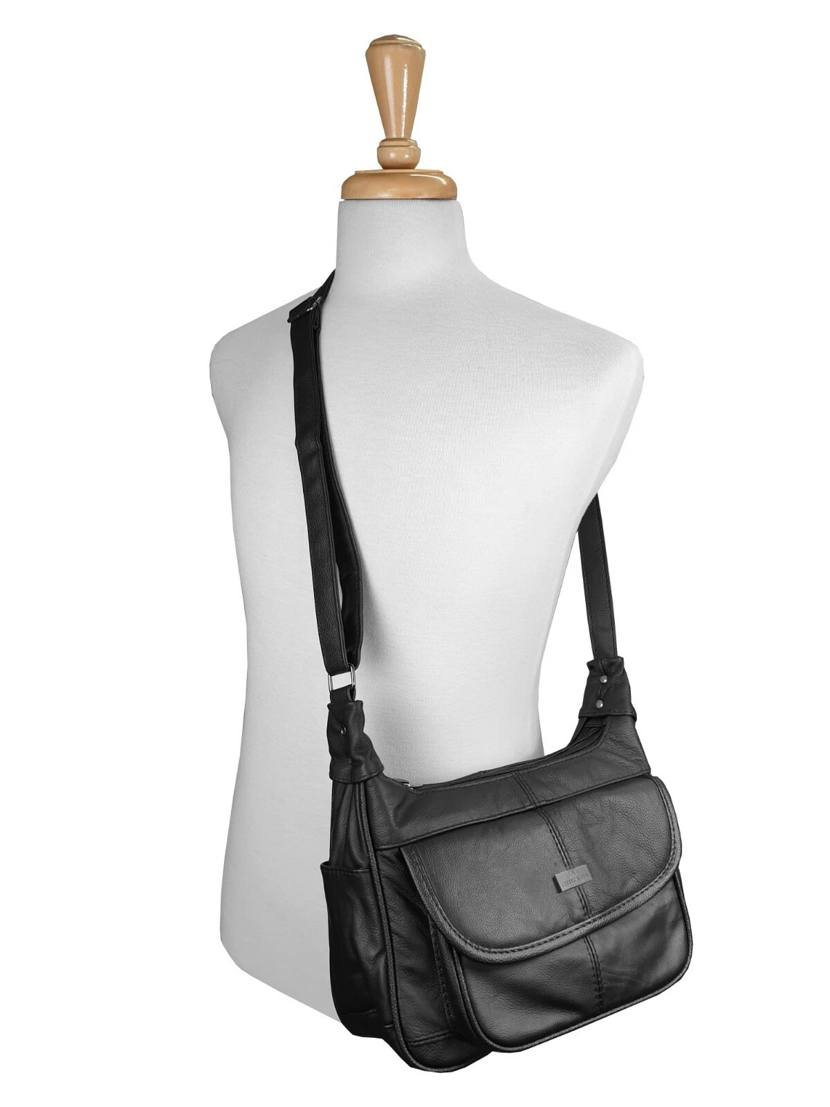 CLEARANCE Handbags Leather Cross Body Single Strap Ladies Shoulder HandBag Black thumbnail 2