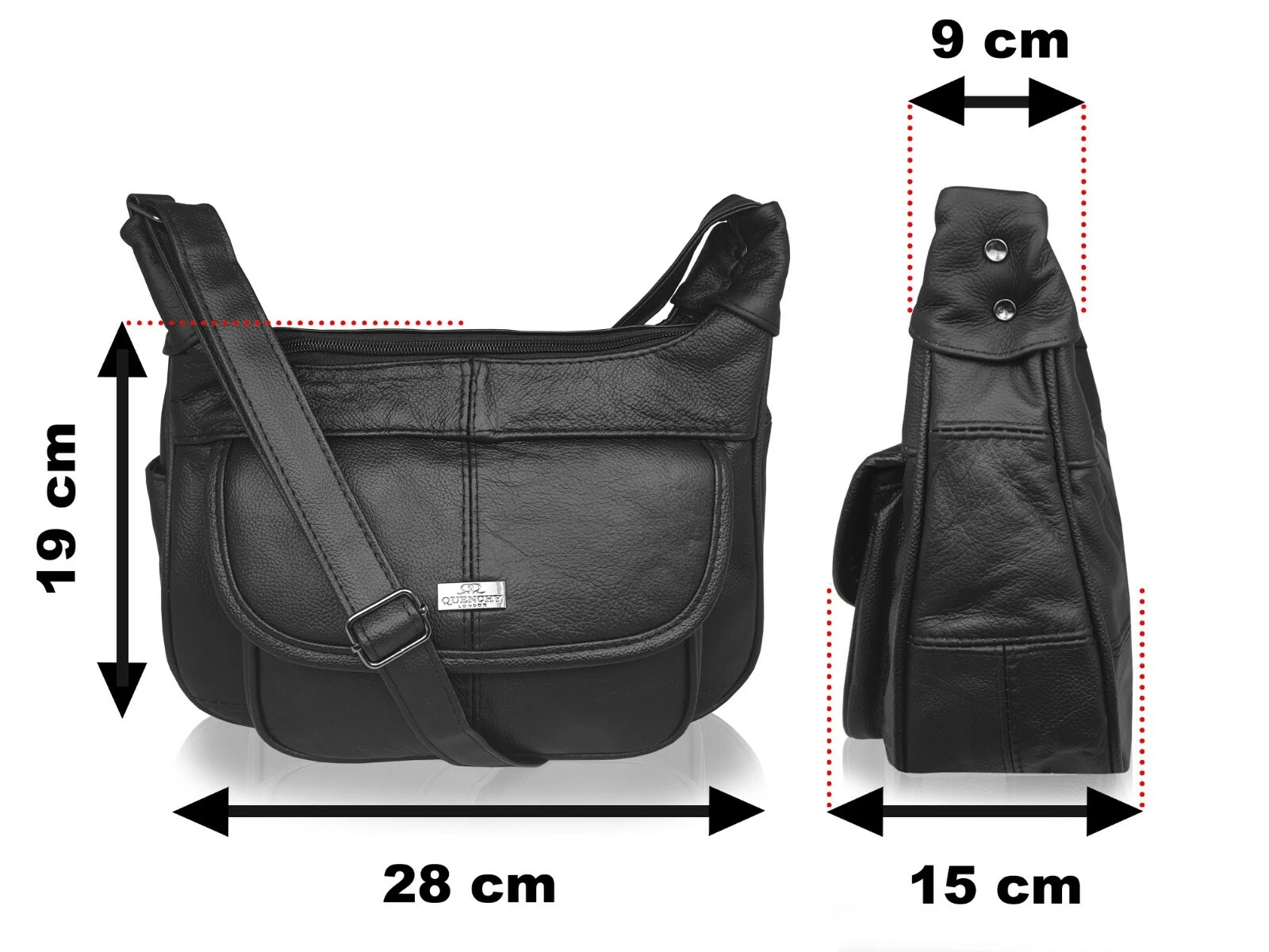 CLEARANCE Handbags Leather Cross Body Single Strap Ladies Shoulder HandBag Black thumbnail 7