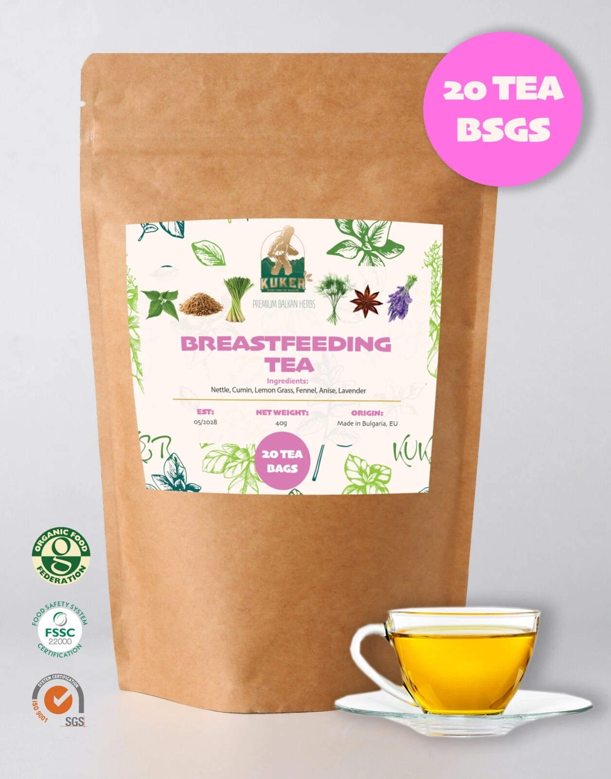 Nursing Tea 20 TEA BAGS 30g | Breastfeeding & Lactation Tea for Mothers UK Stock thumbnail 2