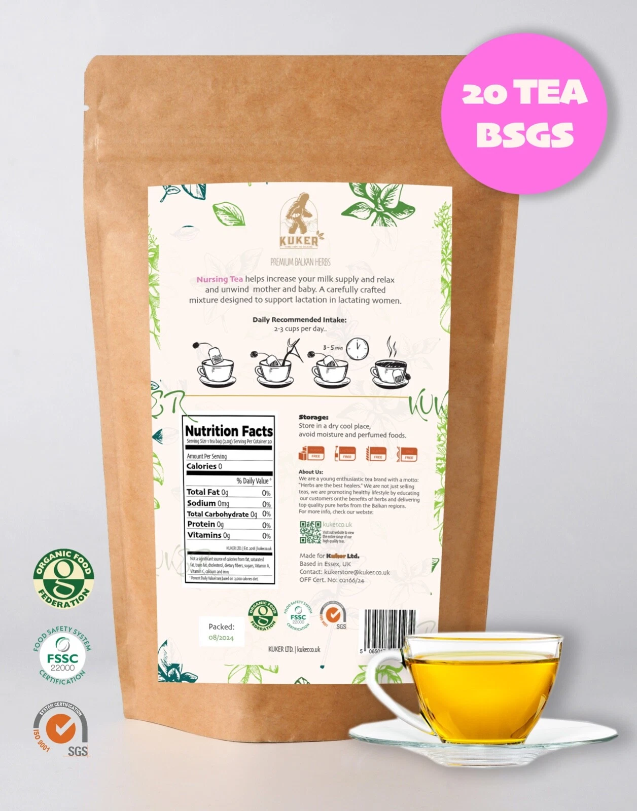 Nursing Tea 20 TEA BAGS 30g | Breastfeeding & Lactation Tea for Mothers UK Stock thumbnail 6
