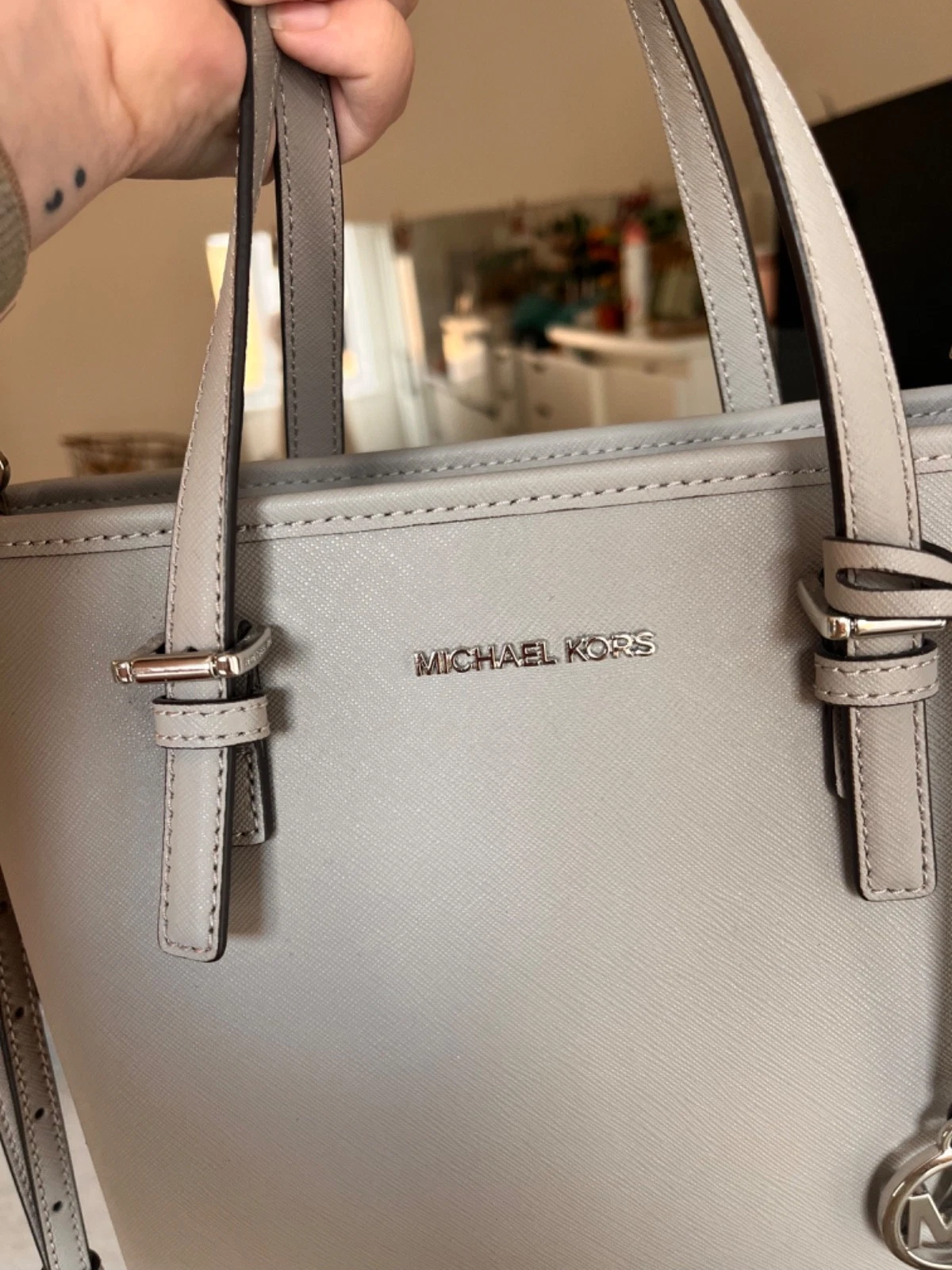 Michael Kors Jet Set Travel Extra Small Leather Top-Zip Tote Bag thumbnail 3