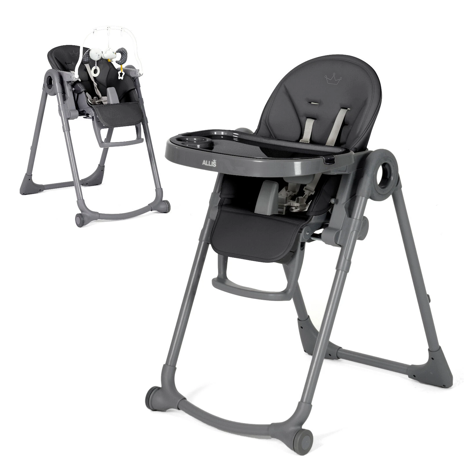 High Chair for Baby Folding Highchair Adjustable Toddler Seat with Activity Toys