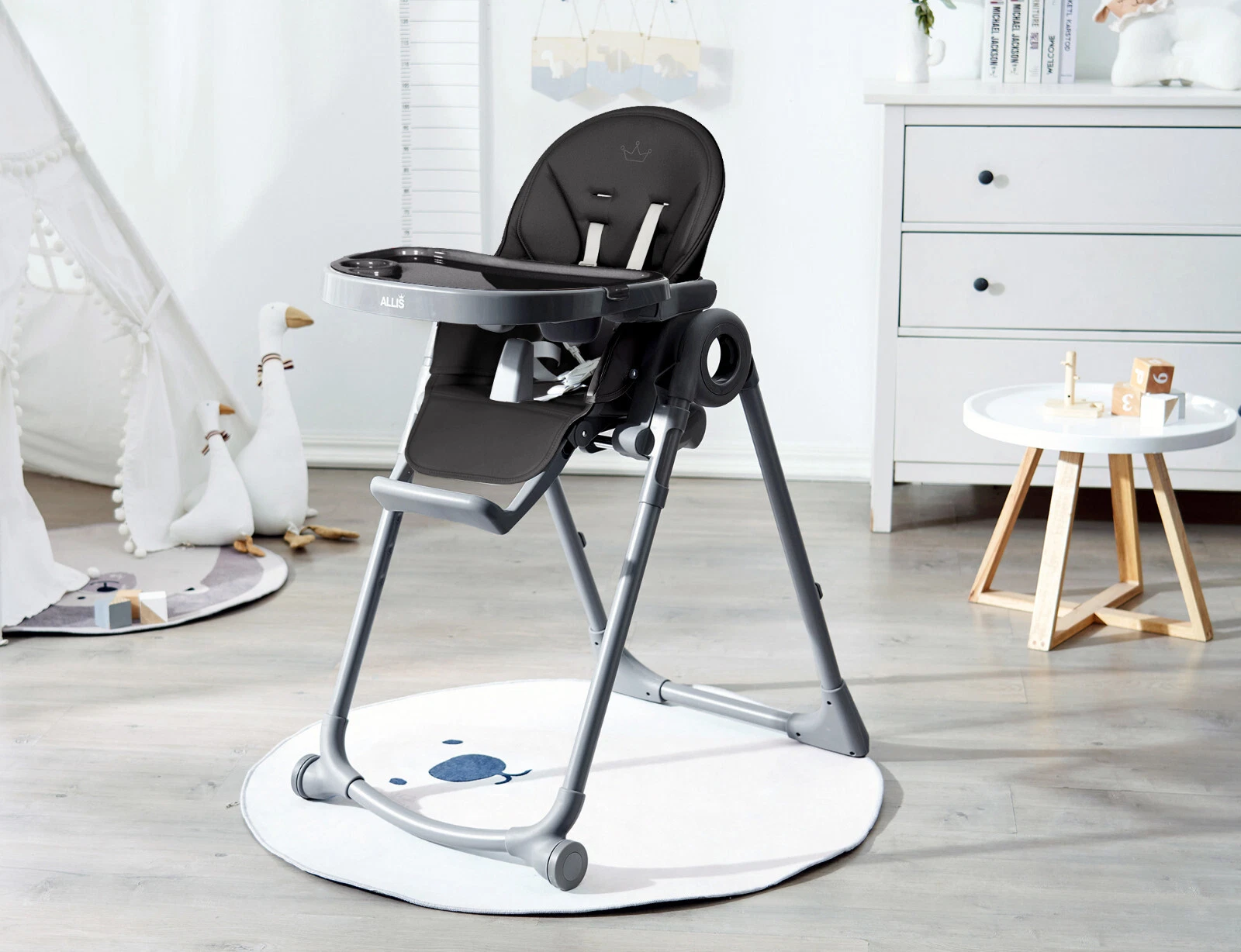 High Chair for Baby Folding Highchair Adjustable Toddler Seat with Activity Toys thumbnail 4