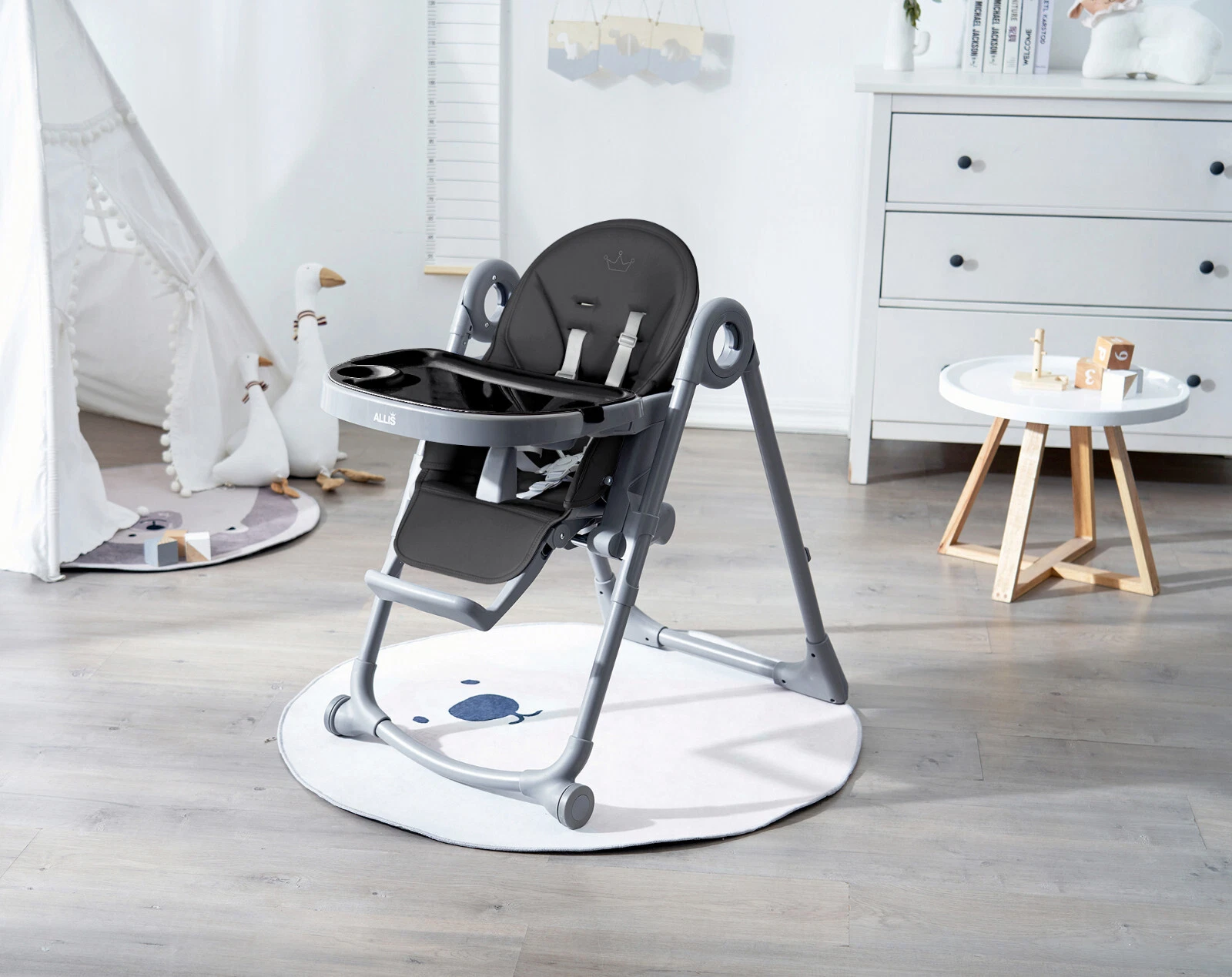 High Chair for Baby Folding Highchair Adjustable Toddler Seat with Activity Toys thumbnail 5