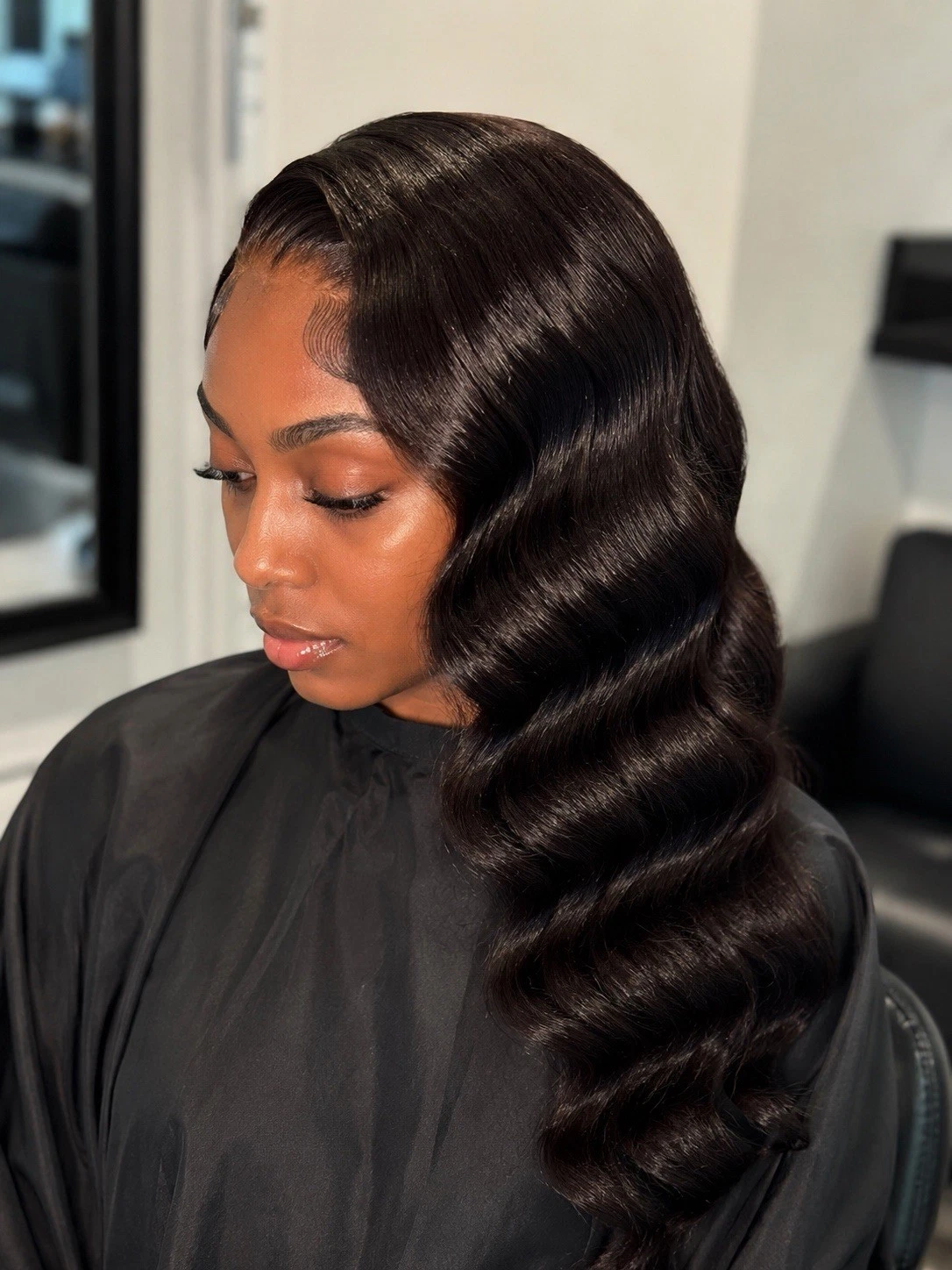 13x4 gluelless Lace Front DD Body Wave Human Hair Wig 250% Density,Natural Black thumbnail 3