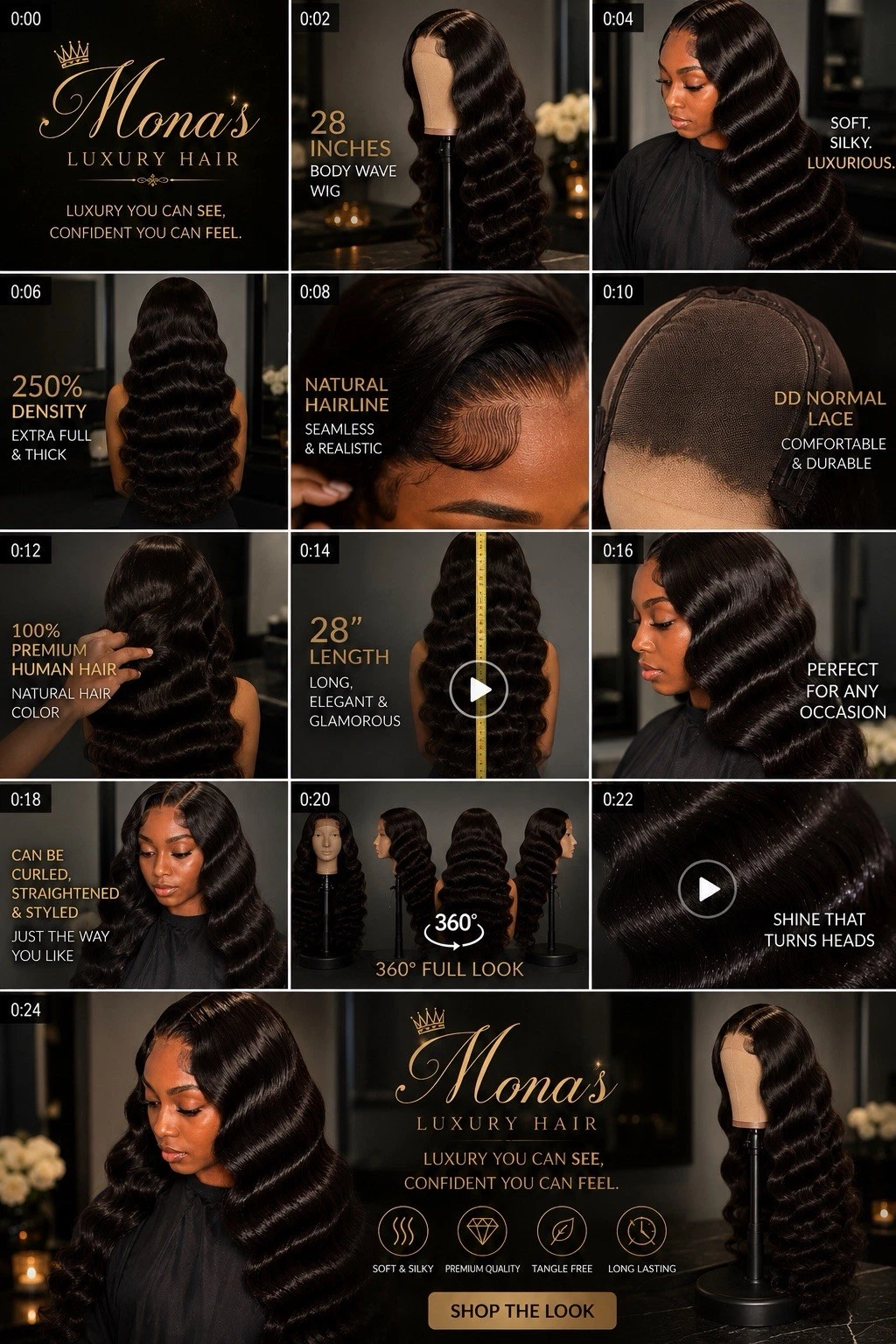 13x4 gluelless Lace Front DD Body Wave Human Hair Wig 250% Density,Natural Black thumbnail 6