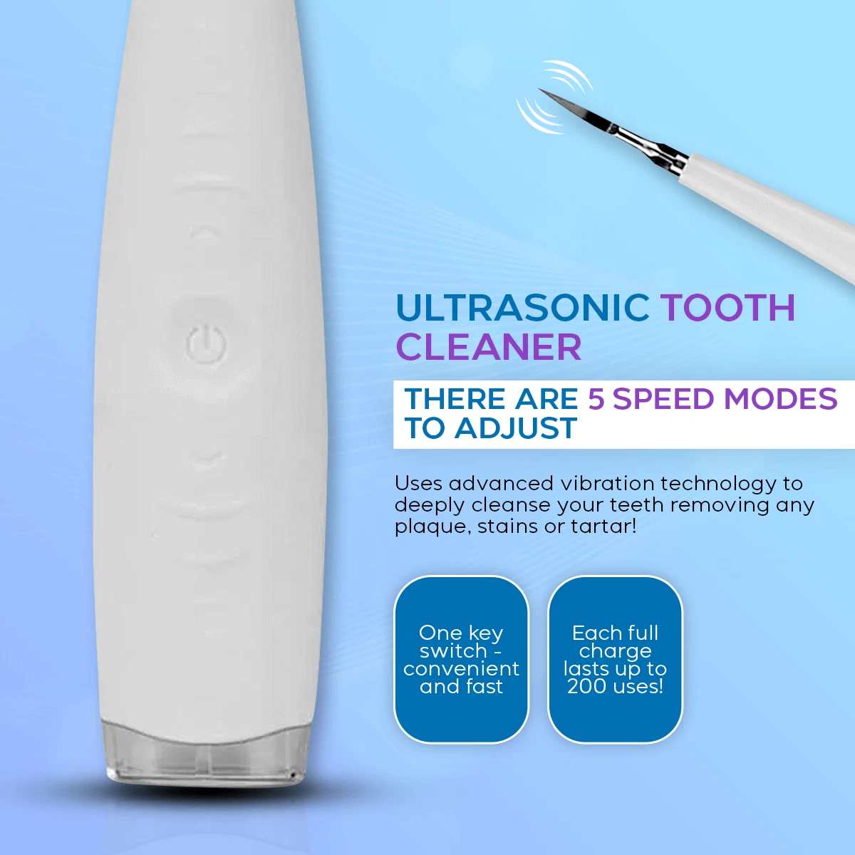 Electric Plaque Remover for Teeth with 5 Modes Dental Sonic Tartar Tooth Cleaner thumbnail 2