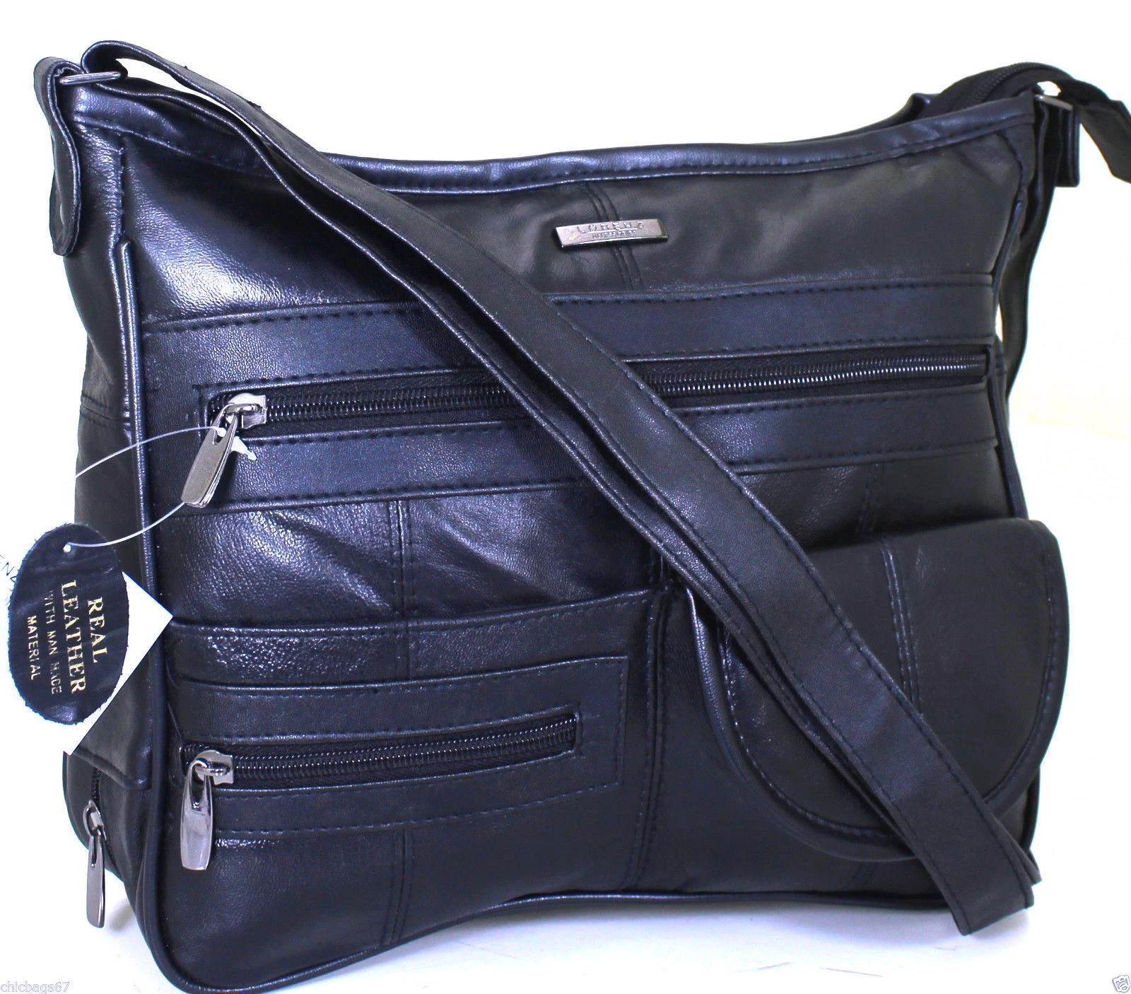 Women s Real Leather Handbag Organiser Cross Body Bag Shoulder Bag Purse Black