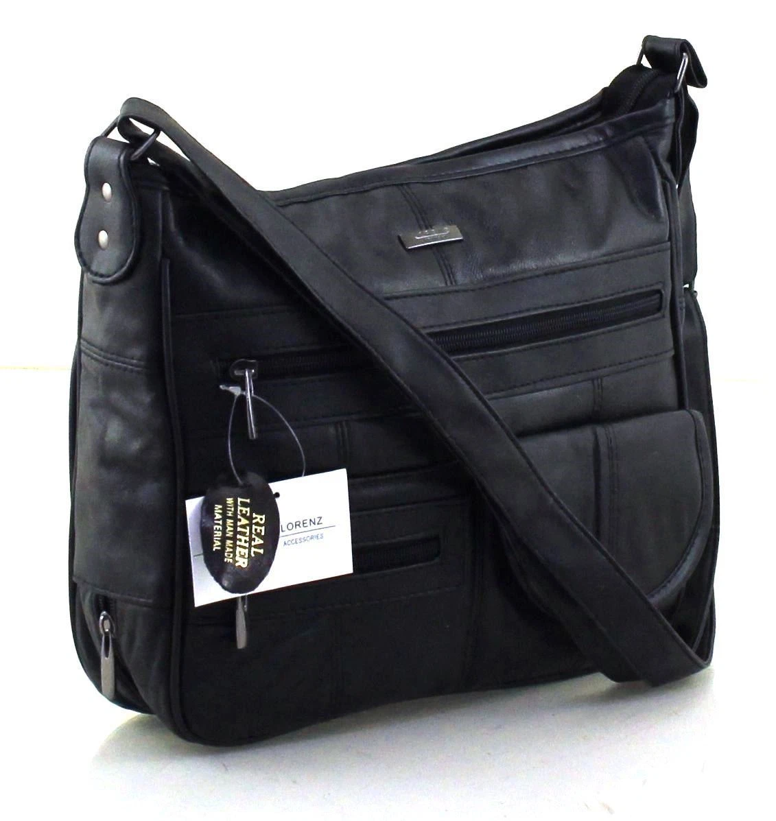Women s Real Leather Handbag Organiser Cross Body Bag Shoulder Bag Purse Black thumbnail 6