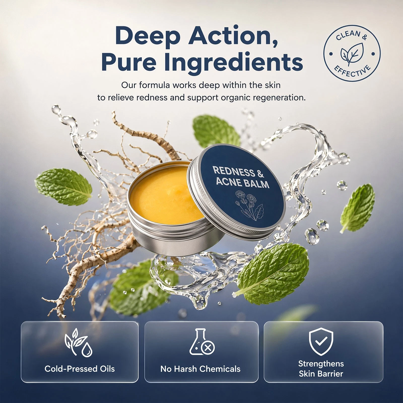 Organic Redness & Acne Soothing Balm, Sensitive Skin Spot Calming Treatment 30g thumbnail 3