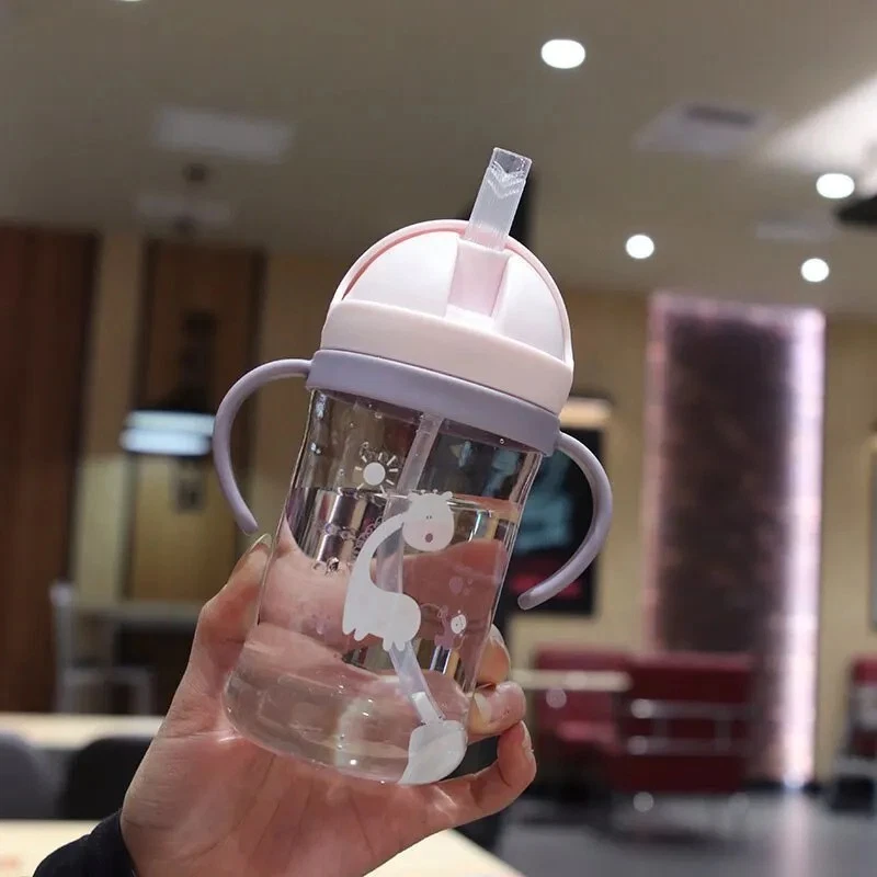 Baby Cup with Straw Bottle Drinking Water Kids Sippy Cup Handle Toddler Feeder thumbnail 4