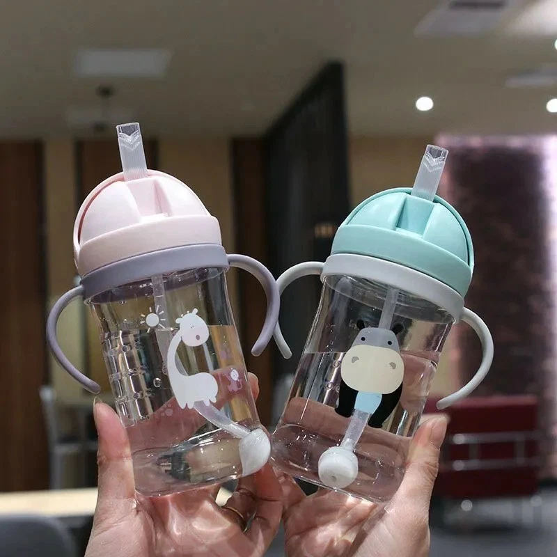 Baby Cup with Straw Bottle Drinking Water Kids Sippy Cup Handle Toddler Feeder thumbnail 6