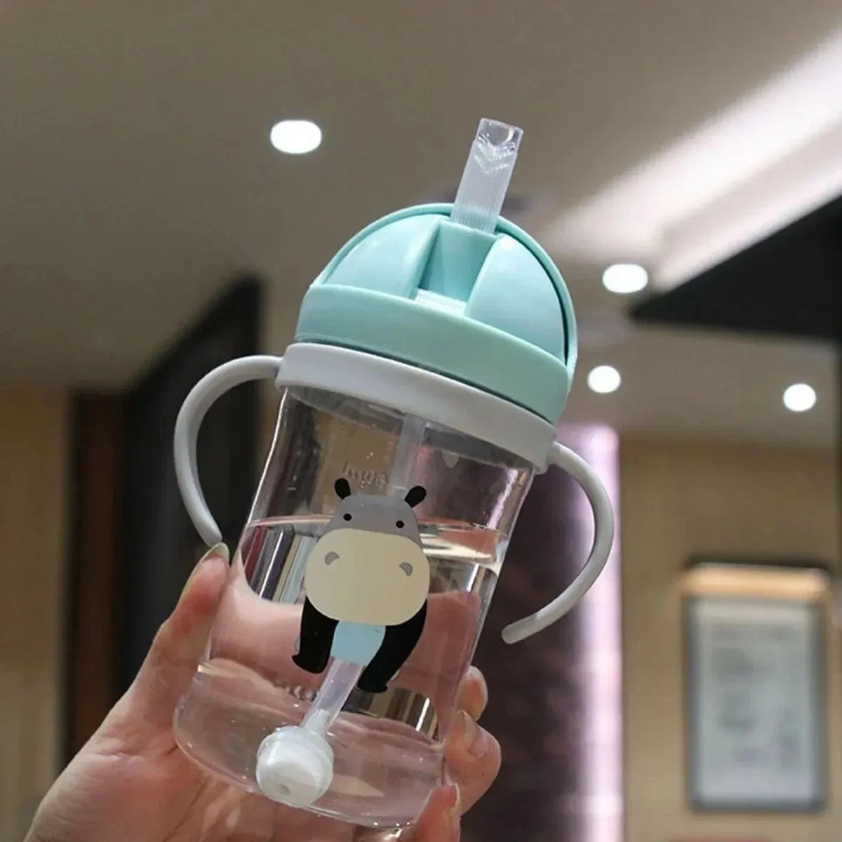 Baby Cup with Straw Bottle Drinking Water Kids Sippy Cup Handle Toddler Feeder thumbnail 9