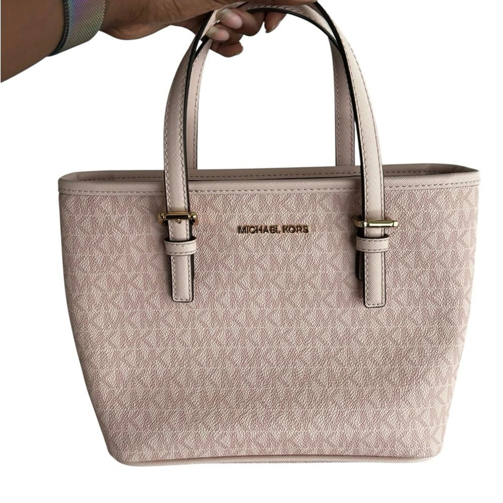 Michael Kors Jet Set Travel Extra-Small Logo Top-Zip Tote Bag
