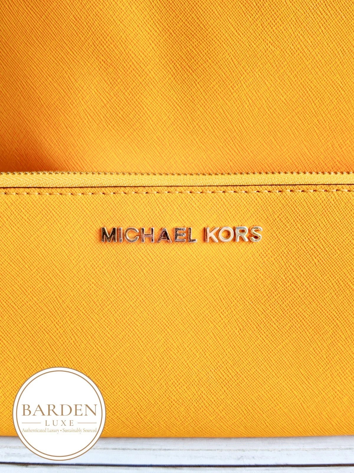 Michael Kors Jet Set Travel Tote Yellow Saffiano Leather MK Bag + Purse 30S3GTVT thumbnail 3