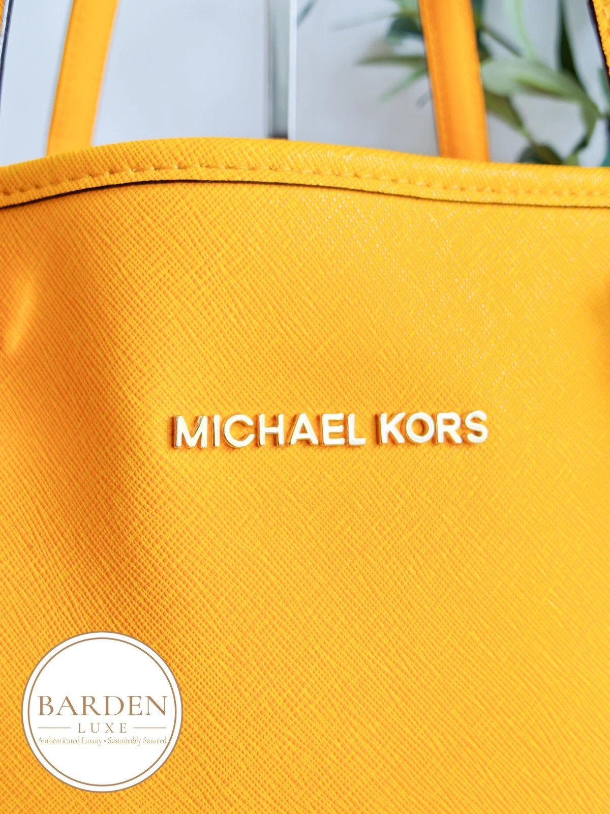 Michael Kors Jet Set Travel Tote Yellow Saffiano Leather MK Bag + Purse 30S3GTVT thumbnail 4