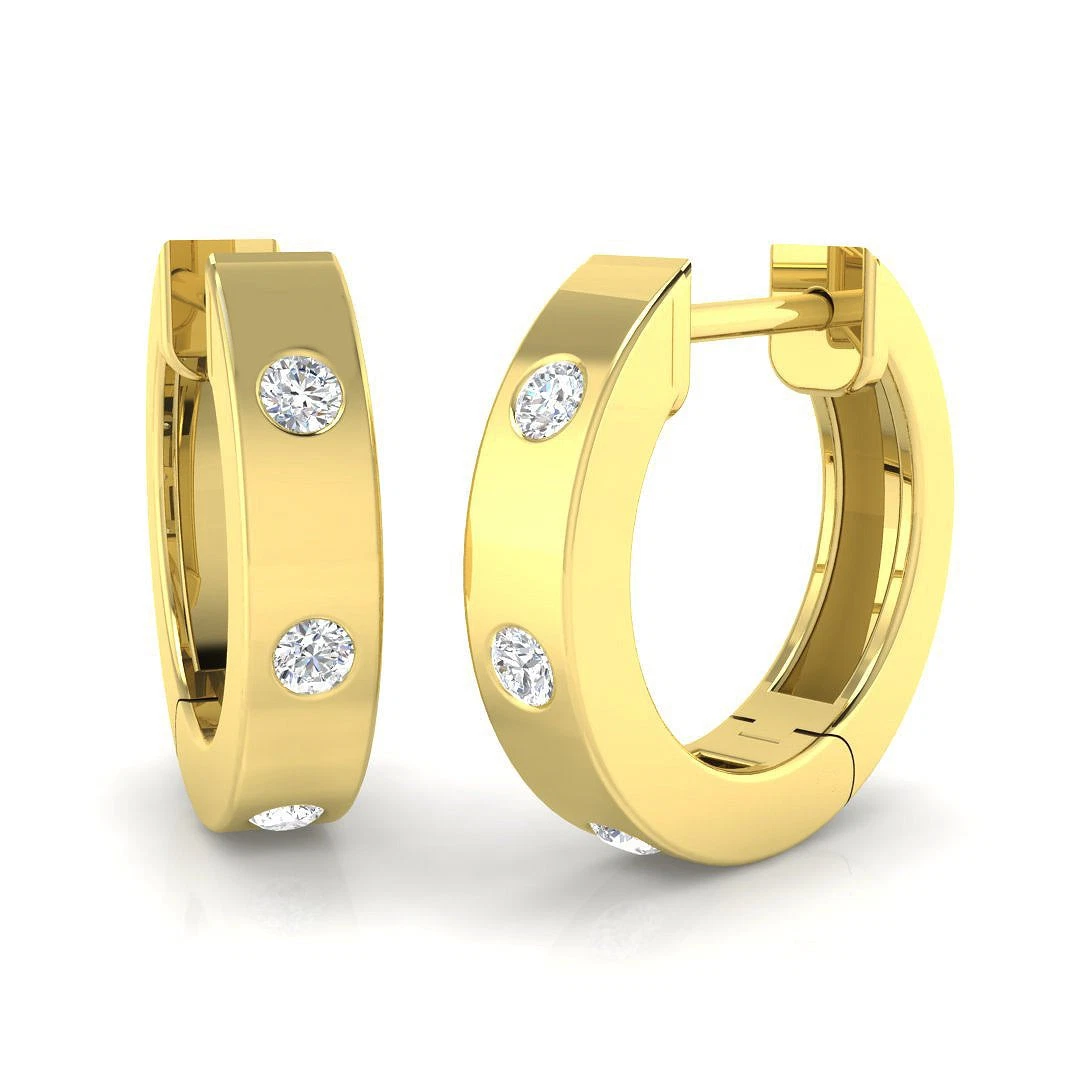 0.2 Carat D-E/VS Lab Grown Diamond Hoops Earring 9k Yellow Gold Ready To Ship thumbnail 2
