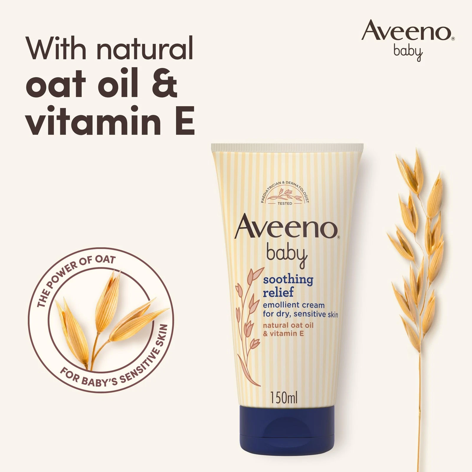 Aveeno Baby Soothing Relief Emollient Cream for Sensitive Skin 1 x 150ml thumbnail 2