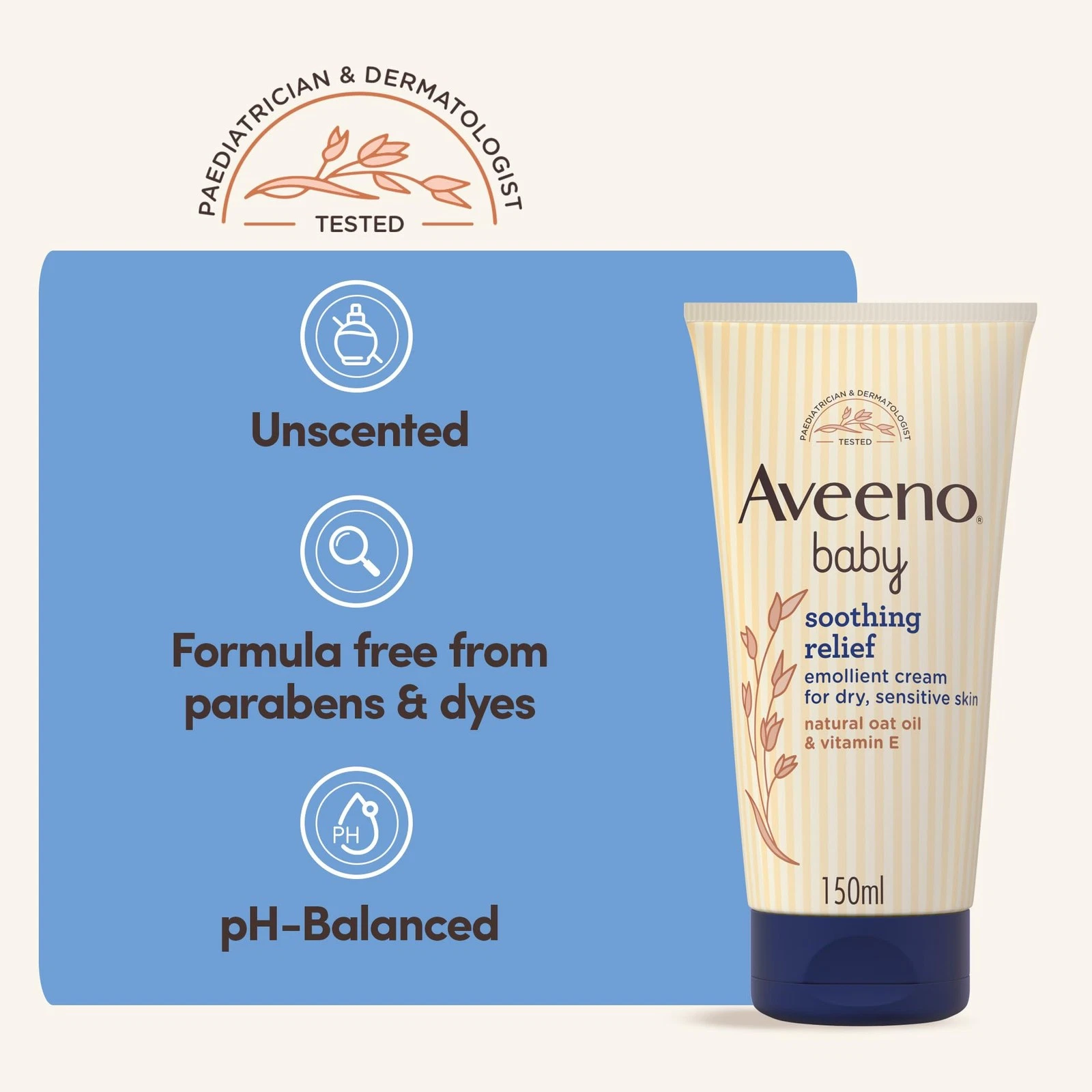 Aveeno Baby Soothing Relief Emollient Cream for Sensitive Skin 1 x 150ml thumbnail 3
