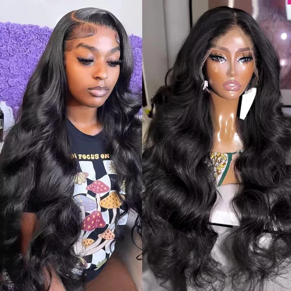 28 Inch 13x6 HD Transparent Lace Front Wigs Human Hair 200 Density Body Wave