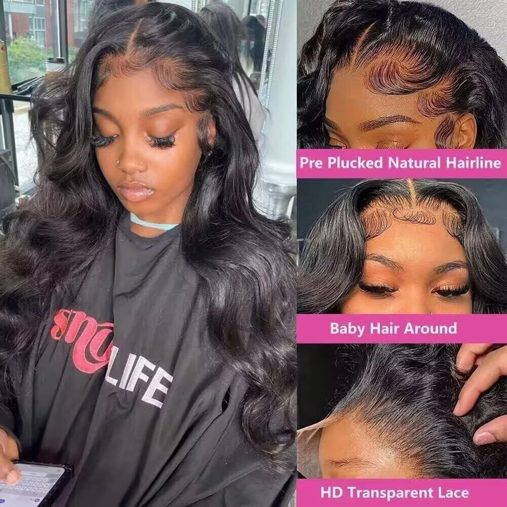 28 Inch 13x6 HD Transparent Lace Front Wigs Human Hair 200 Density Body Wave thumbnail 3