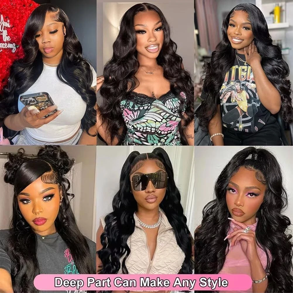28 Inch 13x6 HD Transparent Lace Front Wigs Human Hair 200 Density Body Wave thumbnail 7