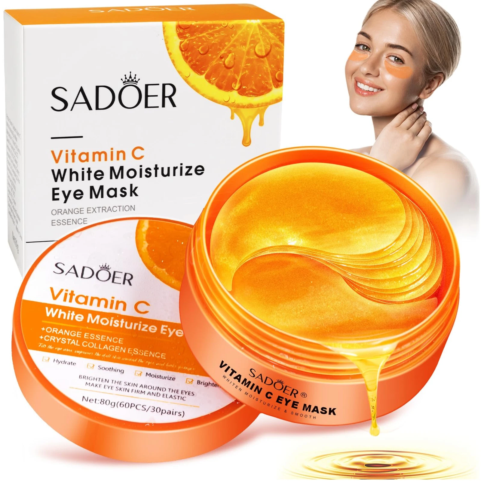 60 PCS UNDER EYE PADS VITAMIN C COLLAGEN MASK HYDRATING ANTI AGING WRINKLES