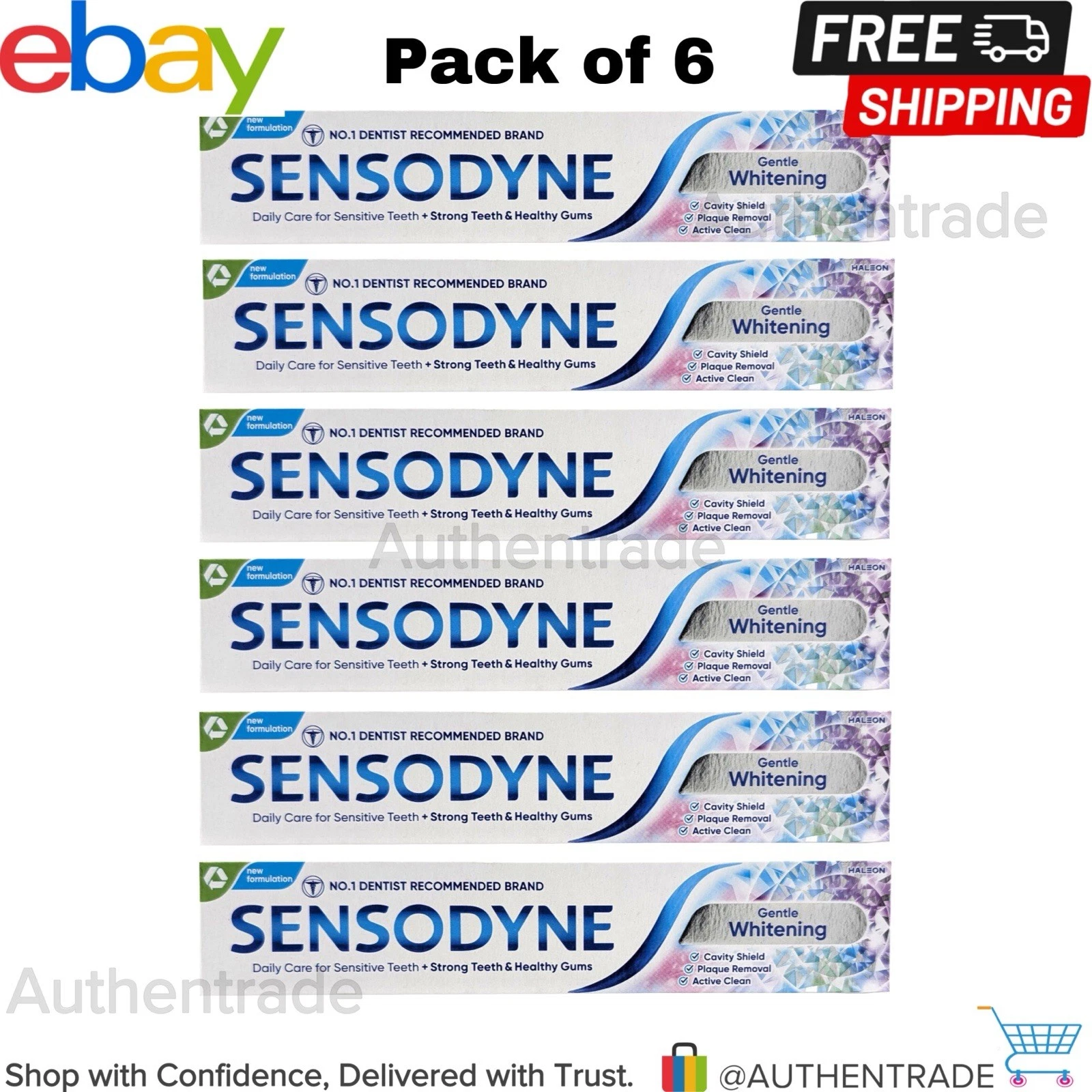 6 X Sensodyne Daily Care Gentle Whitening Sensitive Toothpaste 75ml -Total 450ml