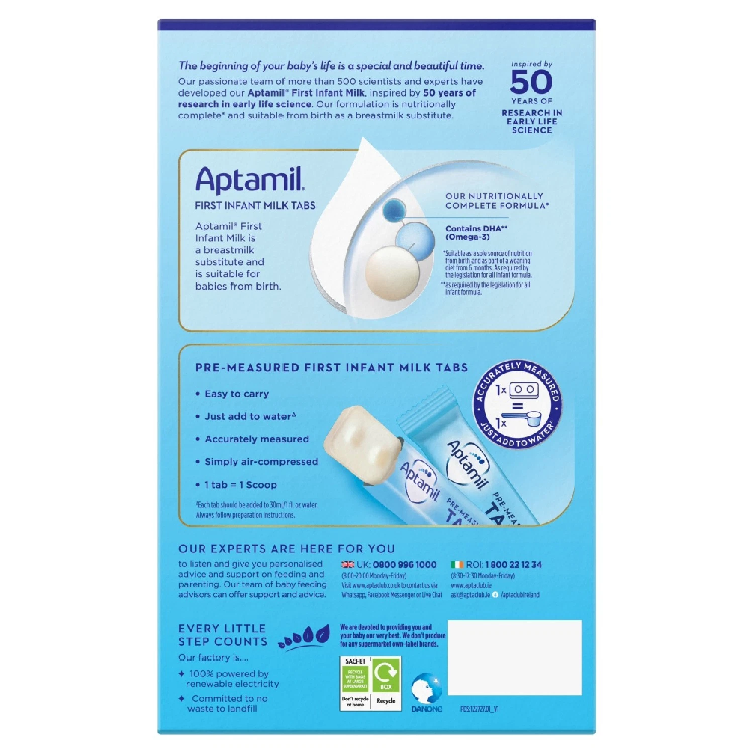 96 x 23g Aptamil Pre-Measured Tabs 1 First Infant Milk From Birth Formula thumbnail 4